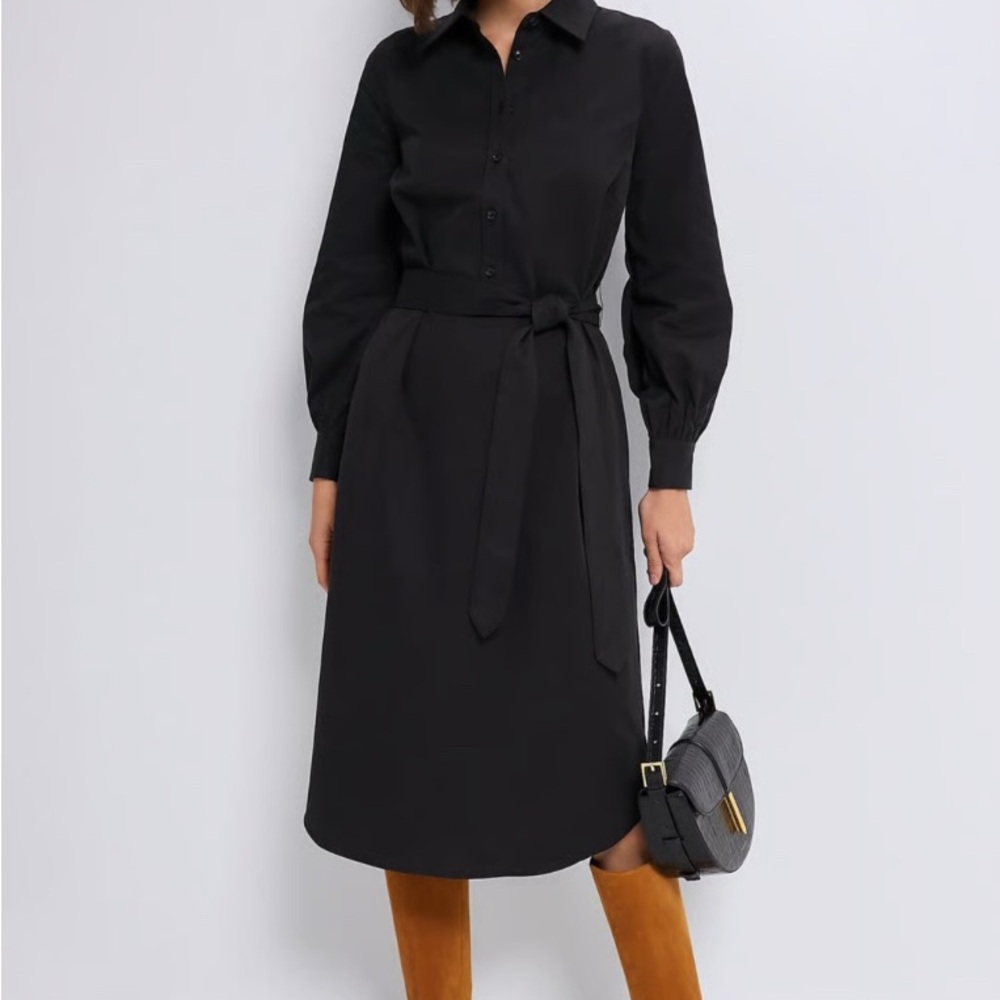 Tuckernuck Black Lantern Sleeve Tory Shirt Dress Sz Large NWT